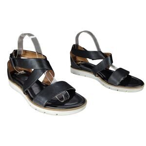 Sofft‎ Sandals Sz 10M Women Reston Black Leather Strappy White Soles Resortwear